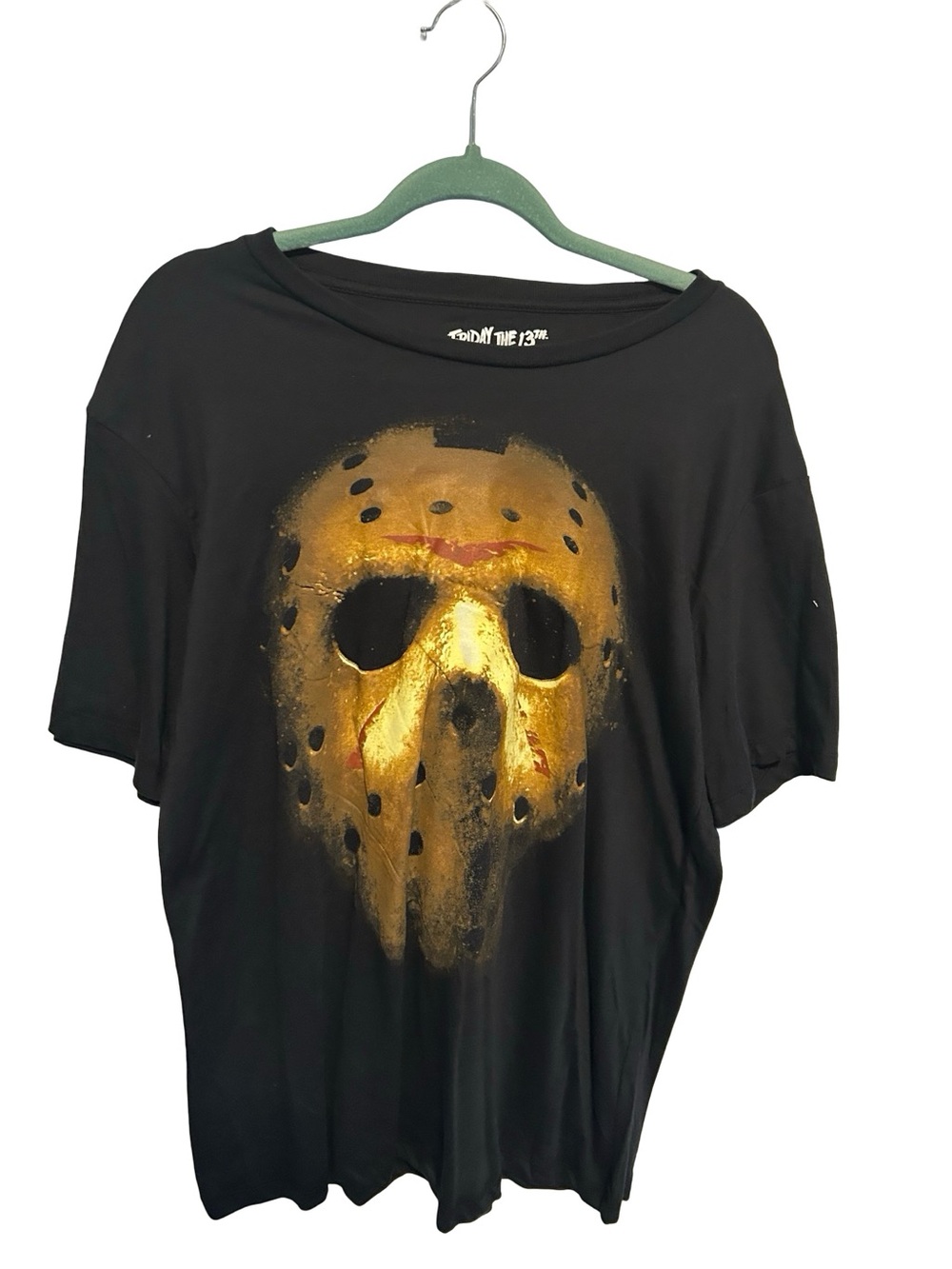 Friday the 13th Men’s Graphic T‑Shirt with Gold Mask Print